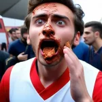 popular_youtuber_cicciogamer89_is_attacked_during_an_event_at_romics._the_attack_involves_a_slice_of_nutella_bread_thrown_in_his_face-0