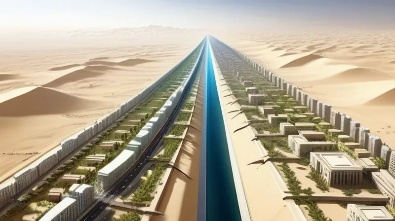 The Line, l’incredibile progetto della città verticale lunga 170 km situata nel deserto in Arabia Saudita,